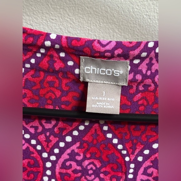 Chico’s Pink & Purple Paisley Front Knot Maxi Dress Bohemian Women’s 1/8/10 - Picture 4 of 8